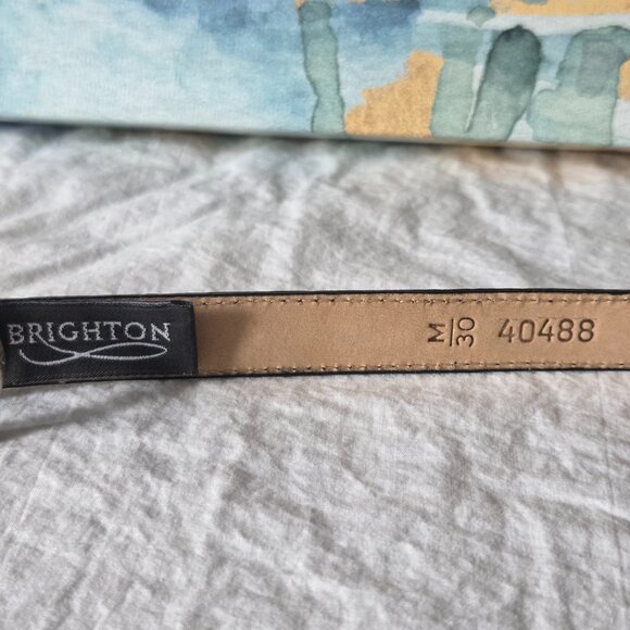 Brighton brown leather reptile textured belt silverplated hardware 40488 - Picture 6 of 6